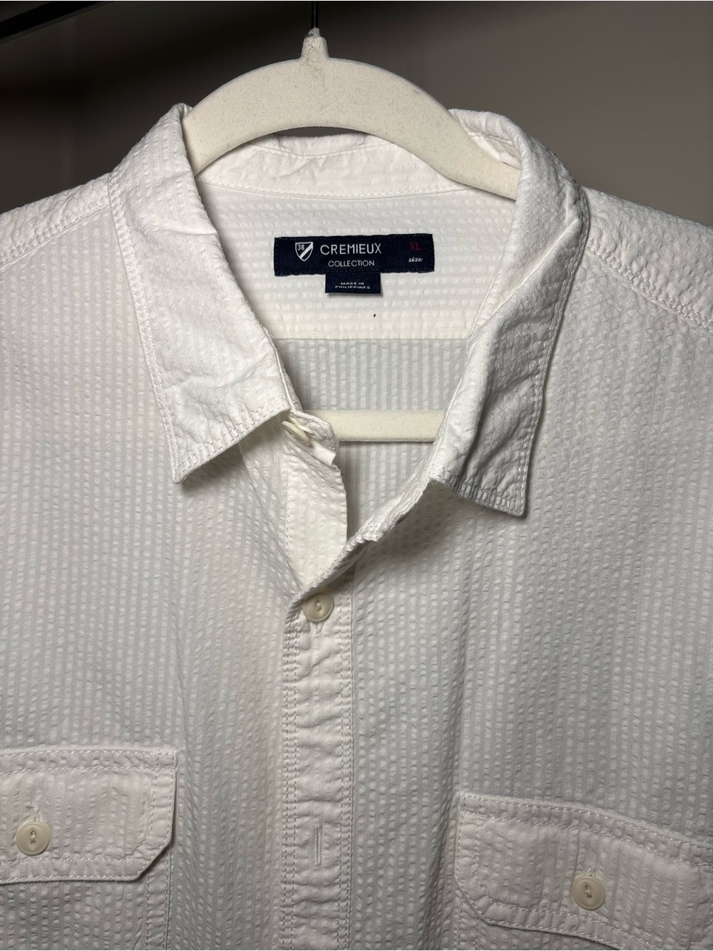 Daniel Cremieux White Seersucker-Texture Button-Down Shirt